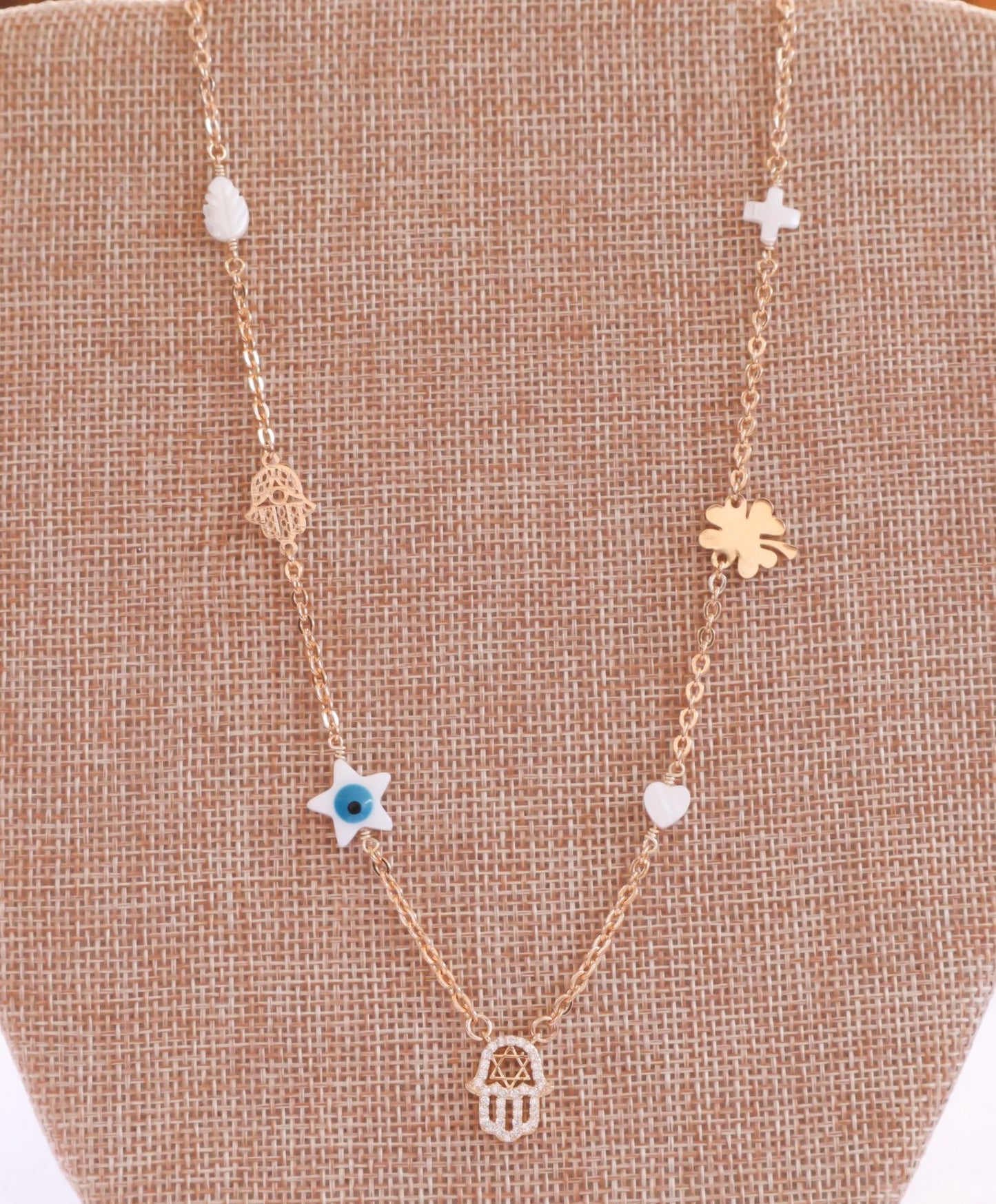 Studded Hamsa Hand Chain Necklace